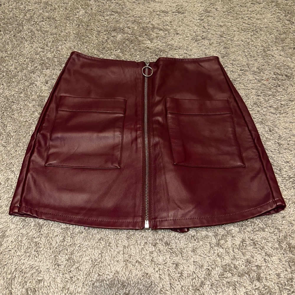 Forever 21 Burgandy Faux Leather Mini Skirt